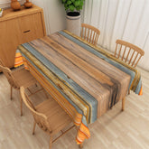 Lofaris Brown And Orange Real Wood Texture Tablecloth Decor